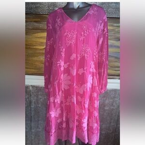 Johnny Was Nathy Lily Dress w/Slip - XXL Msrp $598 New